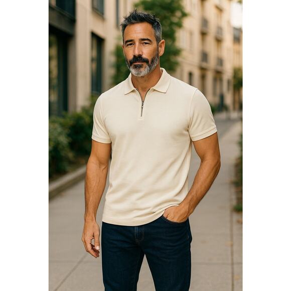 Charles Tyrwhitt  Men's Zip-Neck Golf Polo - Picture 1 of 6